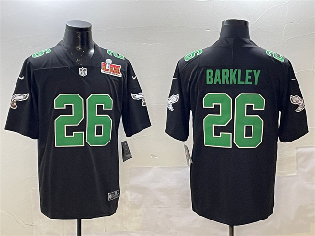 Men's Philadelphia Eagles #26 Saquon Barkley Black 2025 Super Bowl LIX Patch Throwback Vapor Untouchable Limited Stitched Football Jersey Men's Philadelphia Eagles #26 Saquon Barkley Black 2025 Super Bowl LIX Patch Throwback Vapor Untouchable Limited Stitched Football Jersey